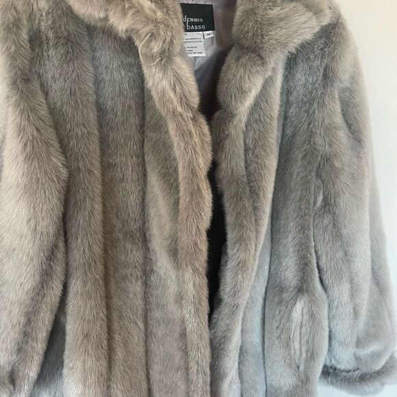 Dennis basso gray faux fur coat - Picture 5 of 8